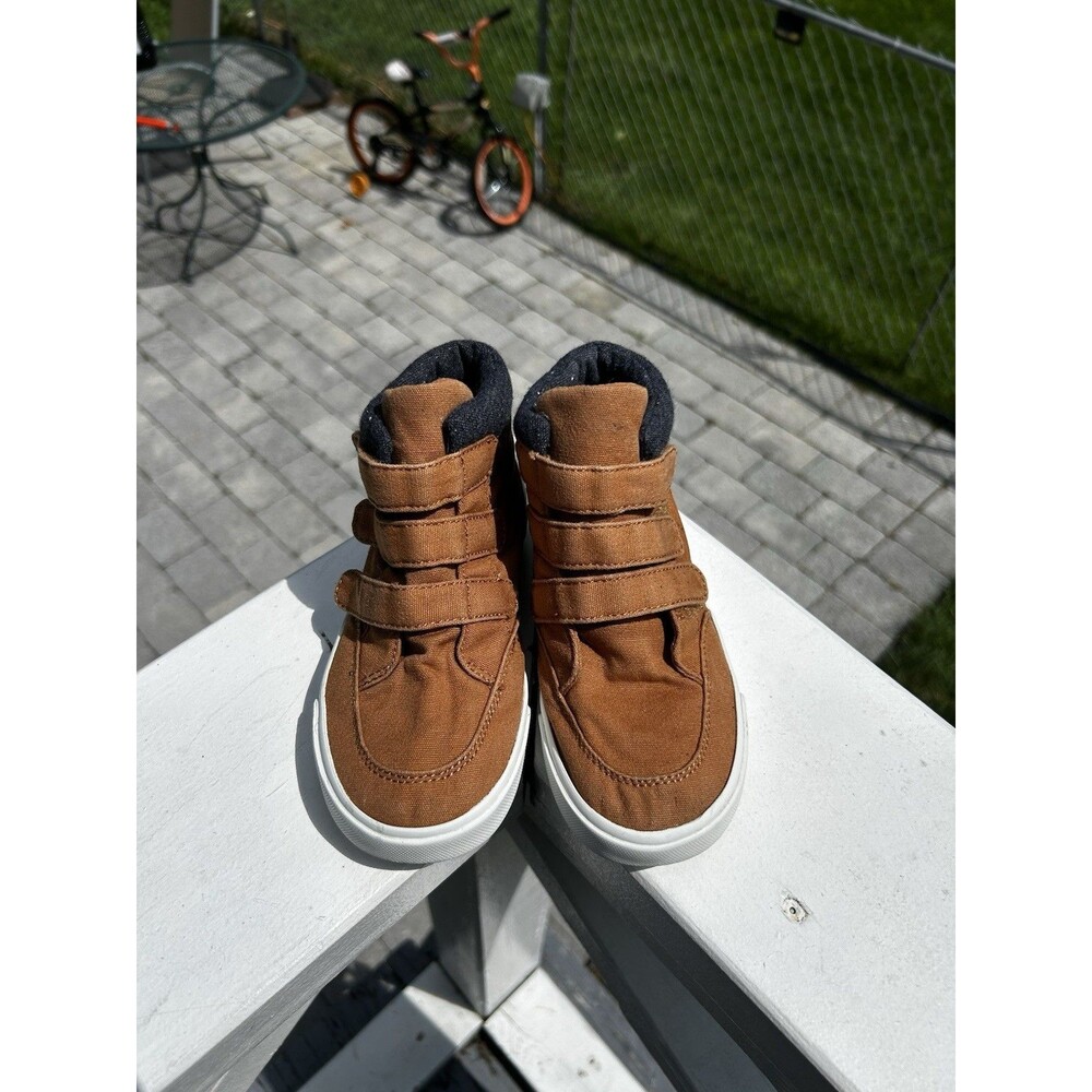 Kids Brown High Top Sneakers Size 11 Hook-and-Loop Straps 1994